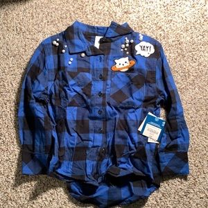 Cat plaid shirt with pearls